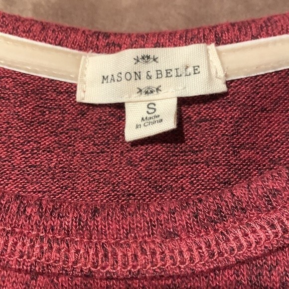 Mason & Belle Twist Front Long Sleeve Top Soft Mauve Speckled Size Small NWT - Picture 7 of 11